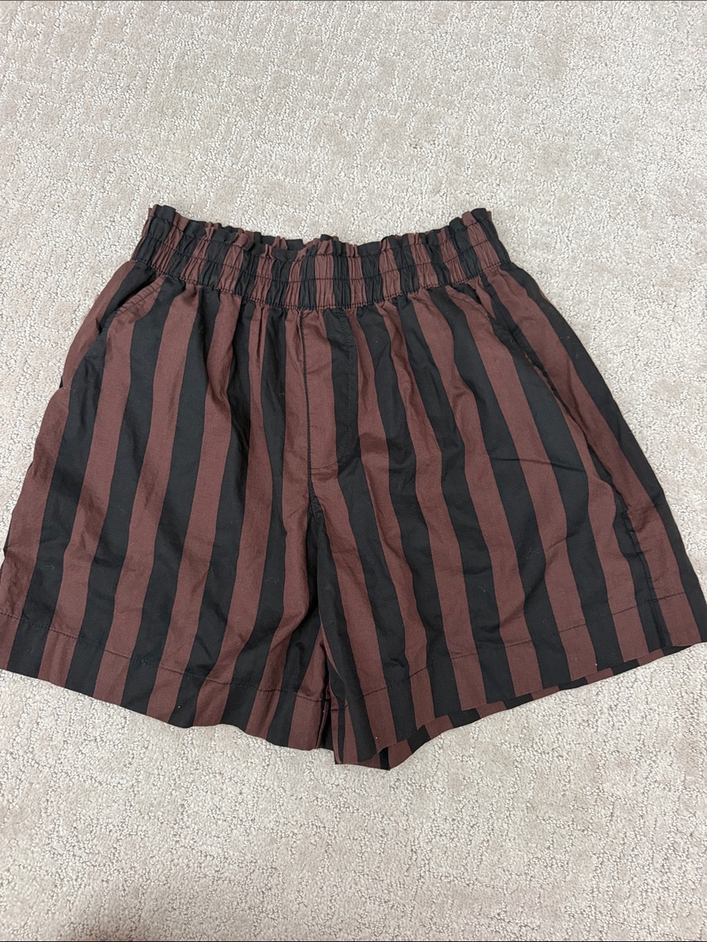 aerie Brown and Black Vertical Stripe Athletic Shorts